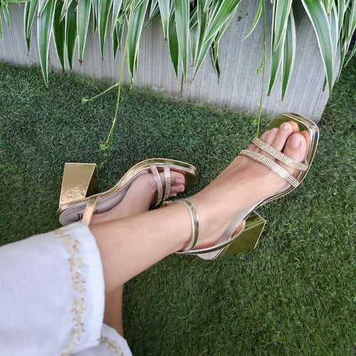 GATSBY- Gold Block Heels I Wedding Heels