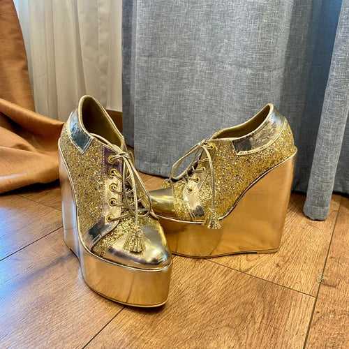 Sneaker wedge  (Gold) Bridal shoes wedges