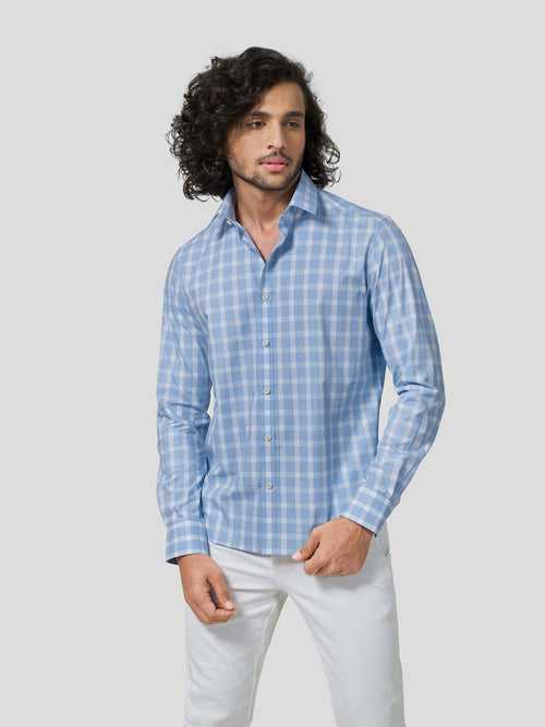 Percept Full Sleeve Untuck Fit Check Shirt