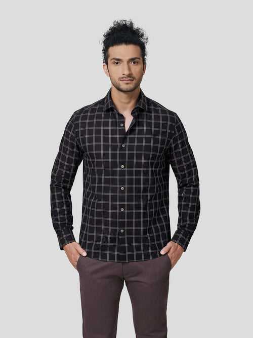 Massocco Full Sleeve Untuck Fit Check Shirt