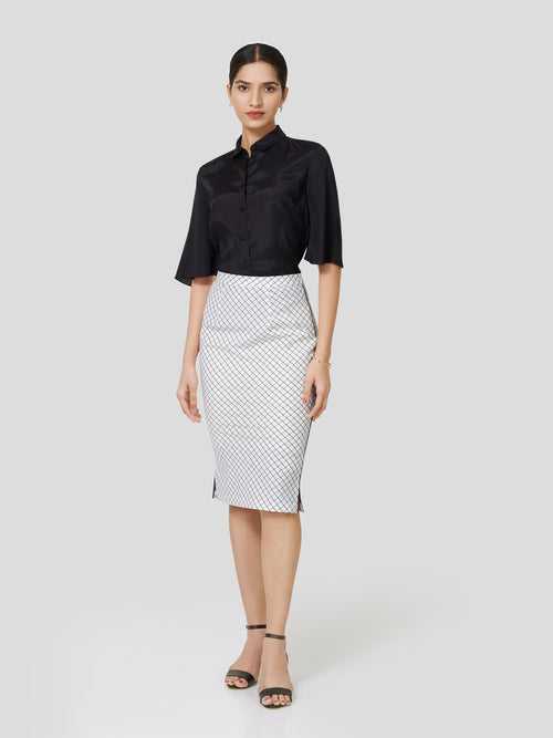 Emblazon Fitted Check Skirt