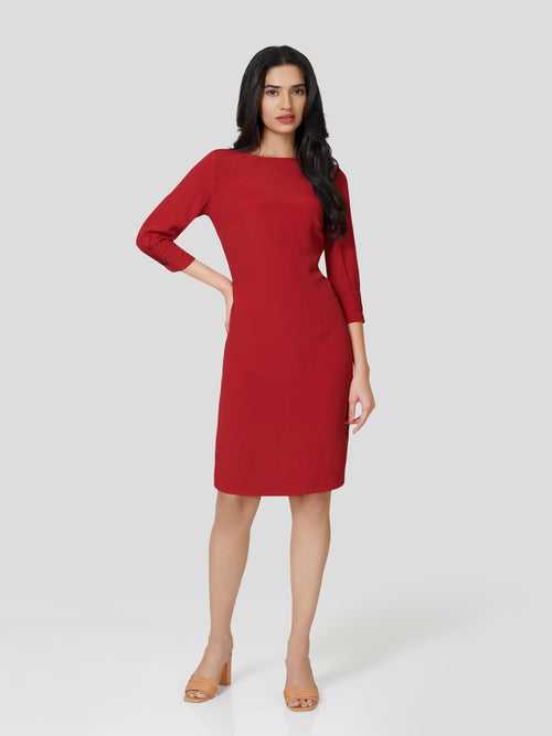 Ascendance Red Dress with Pleated Sleeves