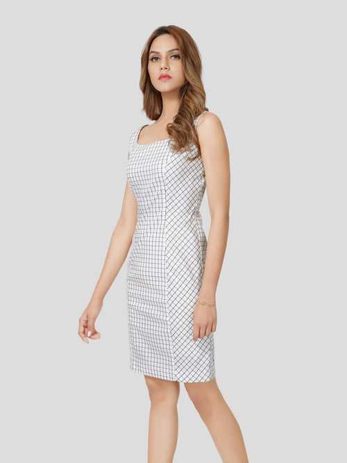 Congenial Checker Stretch Cotton Dress