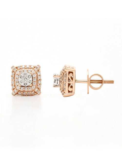 Real Diamond Illusion Cluster Stud Earring (Rose Gold)