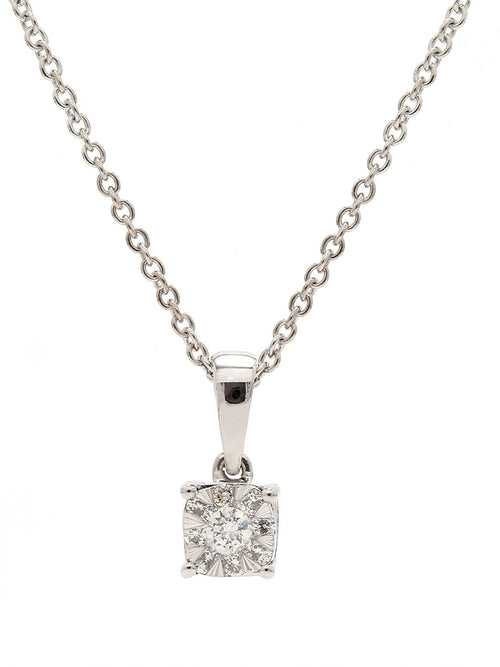 Real Diamond Illusion Cluster Pendant With Chain