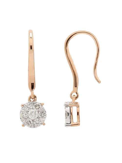 Real Diamond Illusion Cluster Dangling Earring
