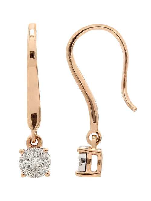 Real Diamond Illusion Cluster Dangling Earring