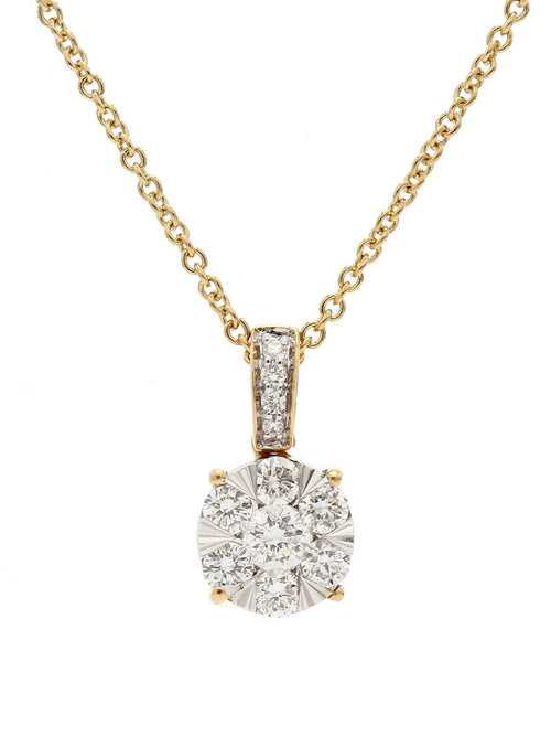 Real Diamond Illusion Cluster Pendant With Chain