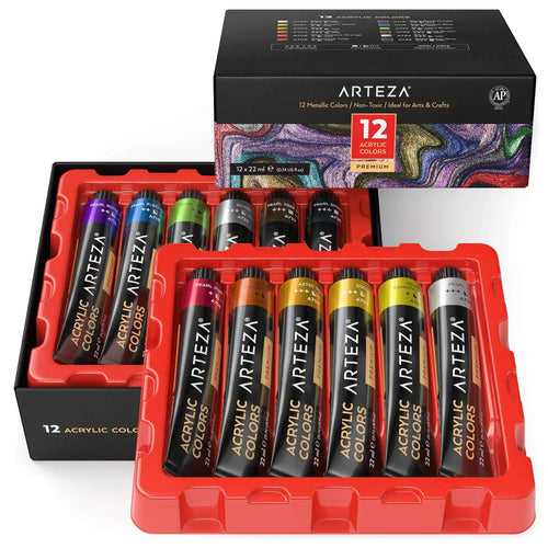 ARTEZA  Premium Metallic Acrylic Colours Set - 22ml