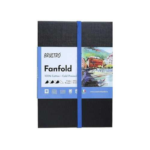 Brustro Artists Fanfold Watercolour Book 100% Cotton Mouldmade 300 GSM,10.5x15cm
