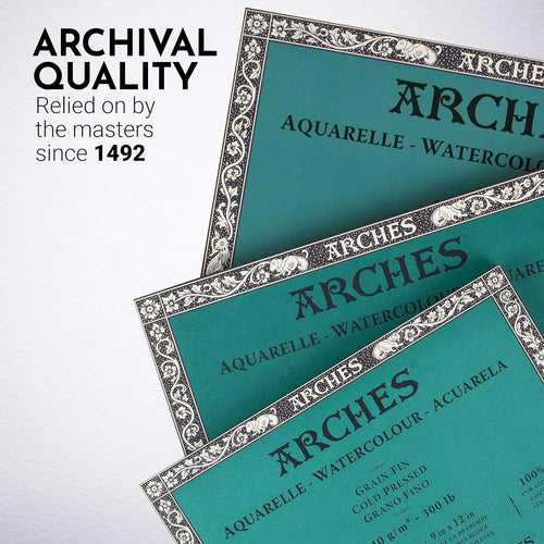 Arches Watercolour-Aquarelle-Natural White Fine Grain/Cold Press,640GSM,4 Side Glued Pad,10SHT