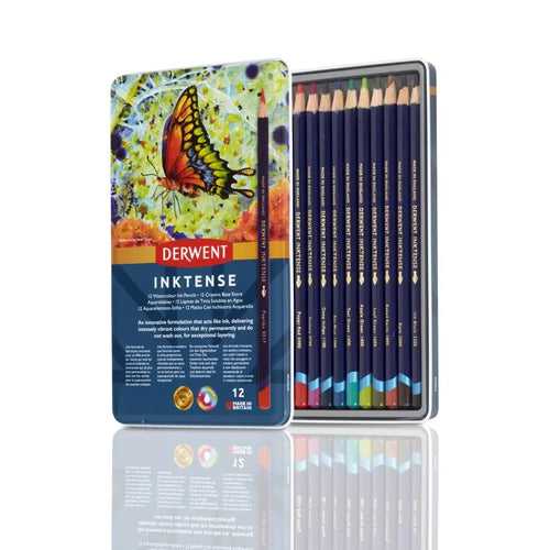 Derwent Inktense Permanent Watersoluble Pencils Tin Set of 12 (700928)