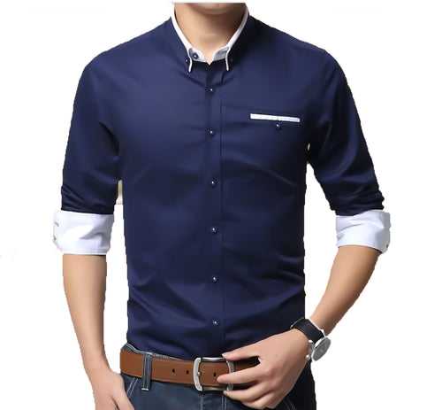 Designer Navy Blue Men's Shirt