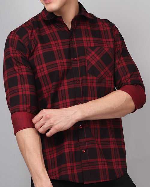 Red Black Checks Men's Shirt