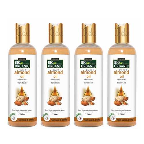 Bio Organic Sweet Almond Oil for Hair and Skin -Pack of 4