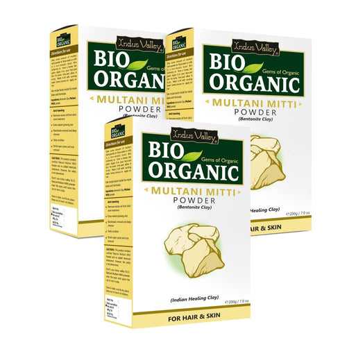 Bio Organic Multani Mitti Powder for Face and Hair - Pack of 3