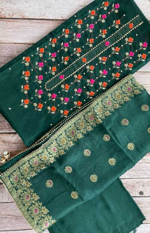 Unstitched chanderi dress material/suit-ch490