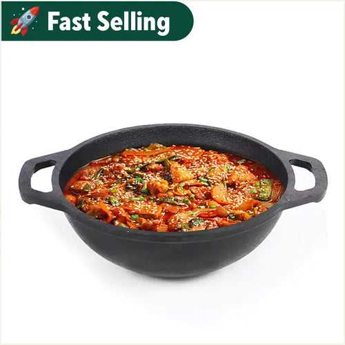 CASTrong Cast Iron Kadai, Flat Handle,Pre-seasoned, Nonstick, 100% Pure, Toxin-free, 20.5/25.6cm, 1.4L/2.4L, 1.8kg/2.5kg