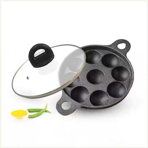 CASTrong Cast Iron Paniyaram/Appe Pan,Pre-seasoned, Natural Nonstick, 100% Pure, Toxin-free, 9 Pit, 21 cm, 2.7 kg
