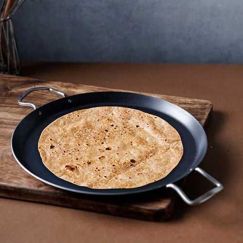 100% Pure Sheet Iron Tawa, 2 Handles, Seasoned, Toxin-free, Induction, 28.5cm, 1.7kg