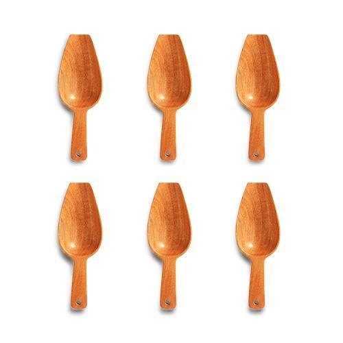 Neem Wood Scoop Spoon for Measuring Flour/Grains/Rice/Sugar/Icecream – Set of 6