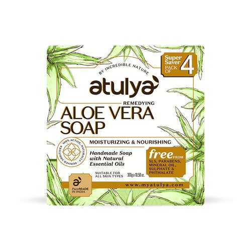 atulya Aloe Vera Soap - 300 gm (Pack of 4)