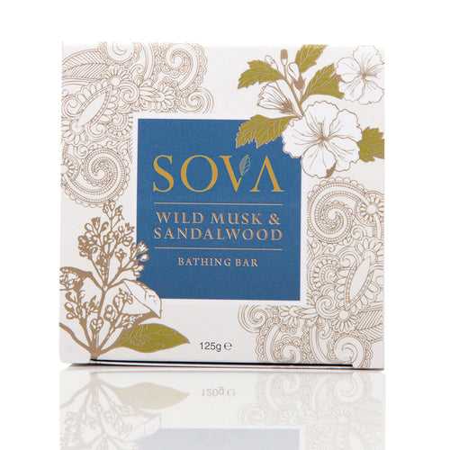 WILD MUSK & SANDALWOOD BATHING BAR 125G x 2 + SAGE & RHUBARB BATHING BAR  125G x 2 - Pack of 4