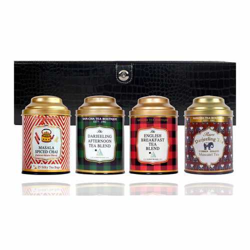 Luxury Leatherette Black Teas: Tea Gift Box ( Pack of 4)
