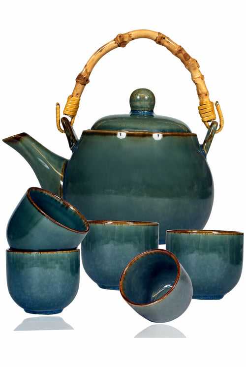 Aralia Teal Tea Set (Set of 6)