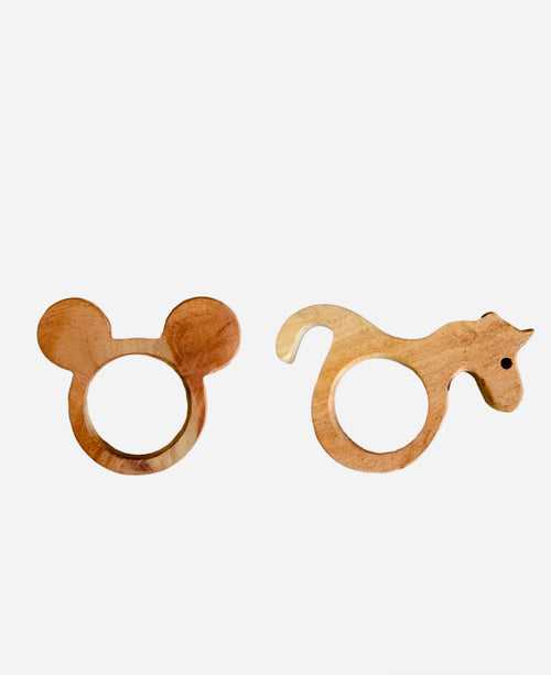 Neem Wood Baby Teether - Mickey & Horse