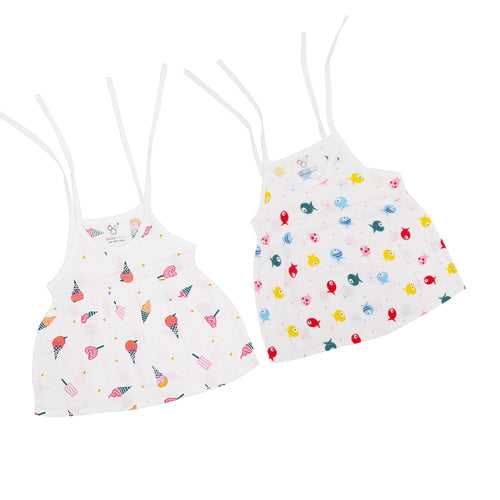 Organic Muslin Frock Jabla - Fish & Lolipop - Knotted