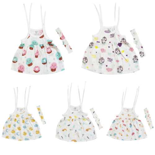 Organic Muslin Frock Jabla With Bow - Pack of 5-1