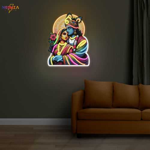 Radha Krishna neon sign artwork