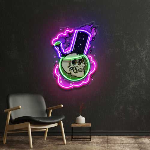 Bong Skull LED Neon Sign Light Pop Art