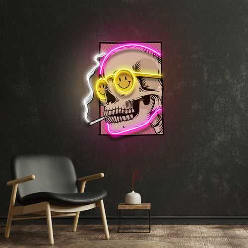 Cigarette Skull LED Neon Sign Light Pop Art