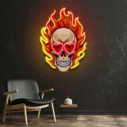 Fire Skull LED Neon Sign Light Pop Art