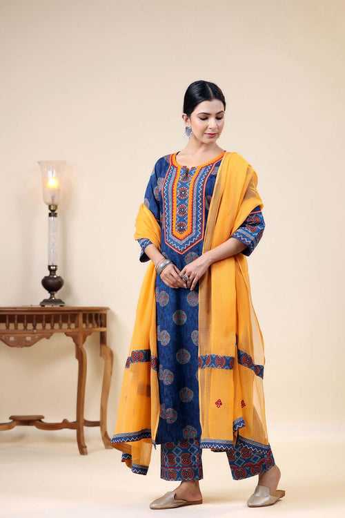 Orange Kotadoriya Dupatta With Fabric Borders