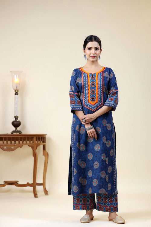 Royal Blue A-Line Kurta/Pant Set