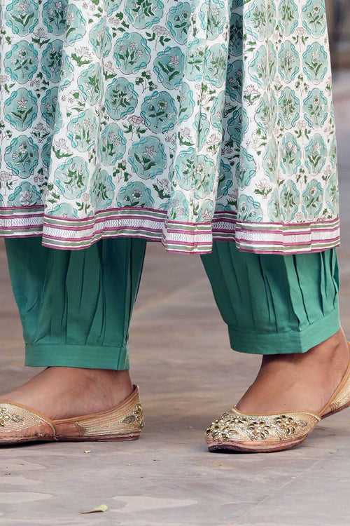 Salwar Style Cotton Straight Pants In astringent green Color