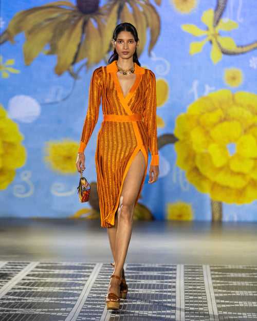 Rorange Ladder Knit Wrap Dress