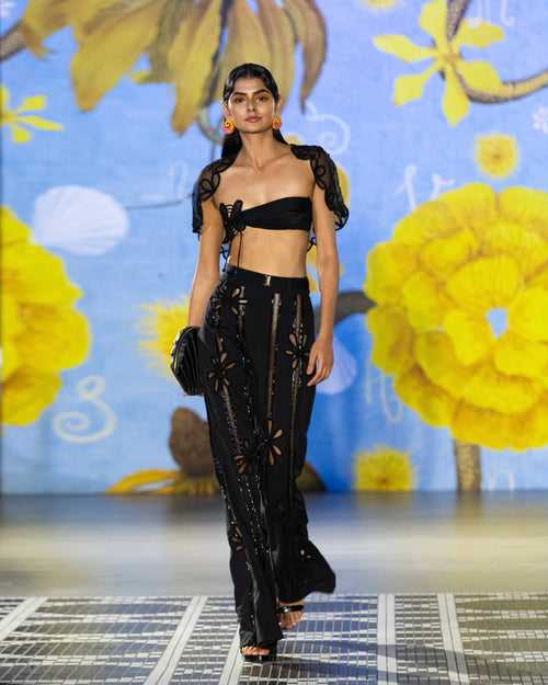 NoirFlor Bustier with NoirFlor Shrug & Embroidered Pants