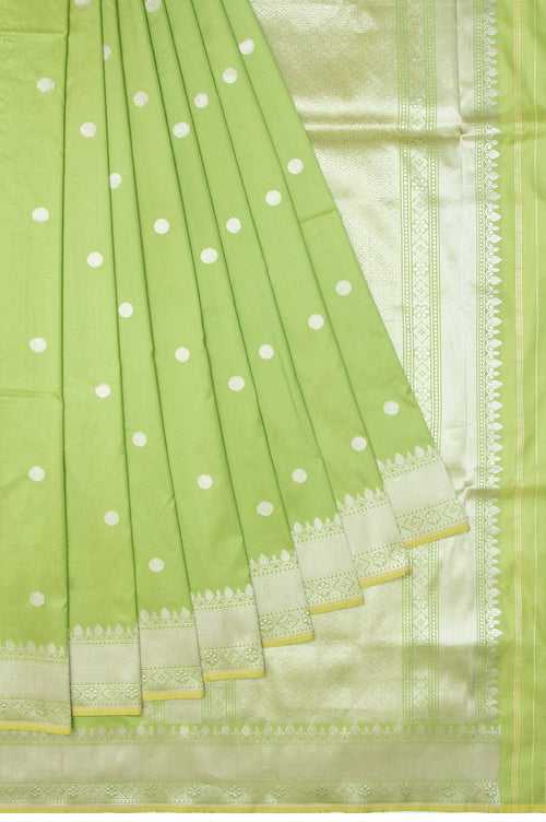 Parrot Green Banaras Katan Saree