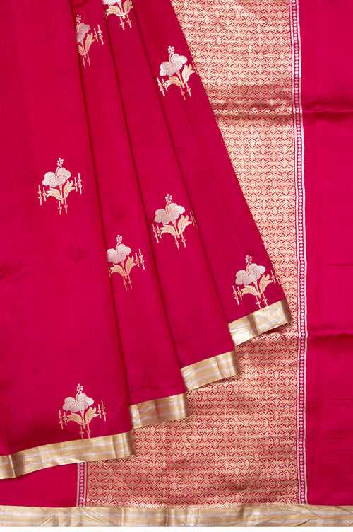 Pink Chiniya Silk Saree