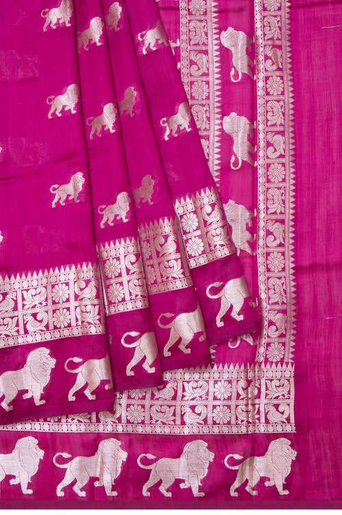 Pink Chiniya Silk Saree