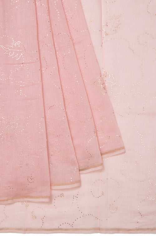 Peach Chanderi Silk Cotton Saree