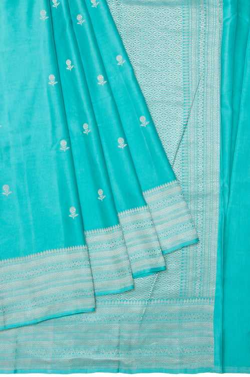 Sea Blue Mashru Silk Saree