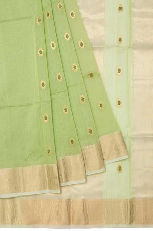 Pista Green Maheshwari Silk Saree