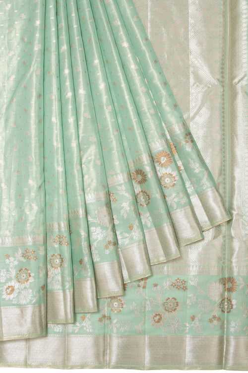 Pista Green Banaras Chiniya Silk Saree