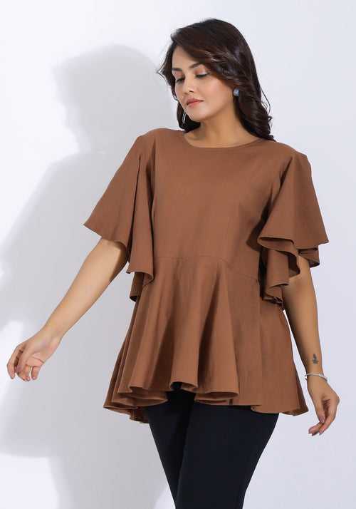 Brown Bell Sleeves Top