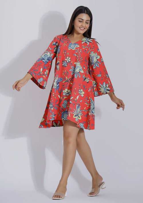 Cotton Printed A Line Dress for Women